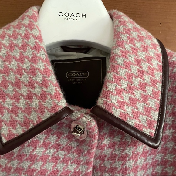 Vintage Coach Houndstooth Coat - Never worn! Size - Large soft pink/grey - Picture 6 of 6